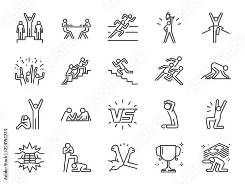 Competition icon set. Included icons as versus, competitors, game, competitive, rival and more