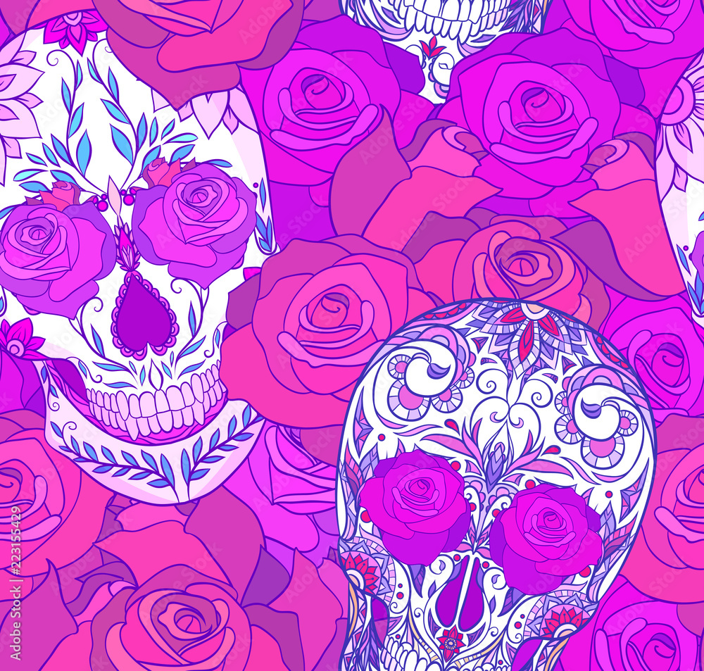 Download Skull Sugar Skull Beautiful Flowers RoyaltyFree Vector Graphic   Pixabay