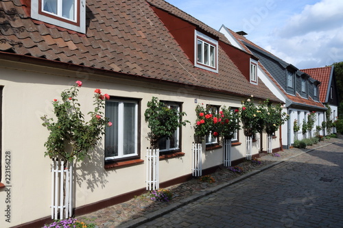 Tableau sur toile Fischerhütten in Holm, Schleswig