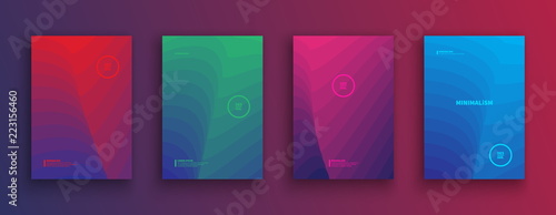 Minimal Vector Smooth Curved Lines Brochure, Cover, Flyer, Book Design Template on Gradient Background. Abstract Conceptual Art Illustration