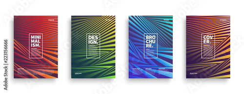 Distorted Striped Space Vector Minimalism Art Brochure, Cover, Flyer, Book Design Templates Isolated on White Background. Digital 3d Conceptual Illustration