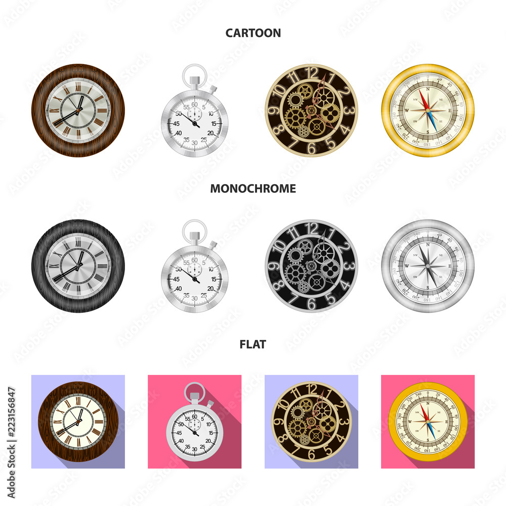 Vector illustration of clock and time logo. Set of clock and circle stock vector illustration. Vector illustration of clock and time logo. Set of clock and circle stock vector illustration.