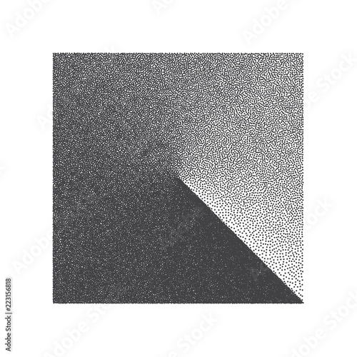 Minimal Vector Stippled Square Shape. Dotwork Art Illustration. Stippling Background