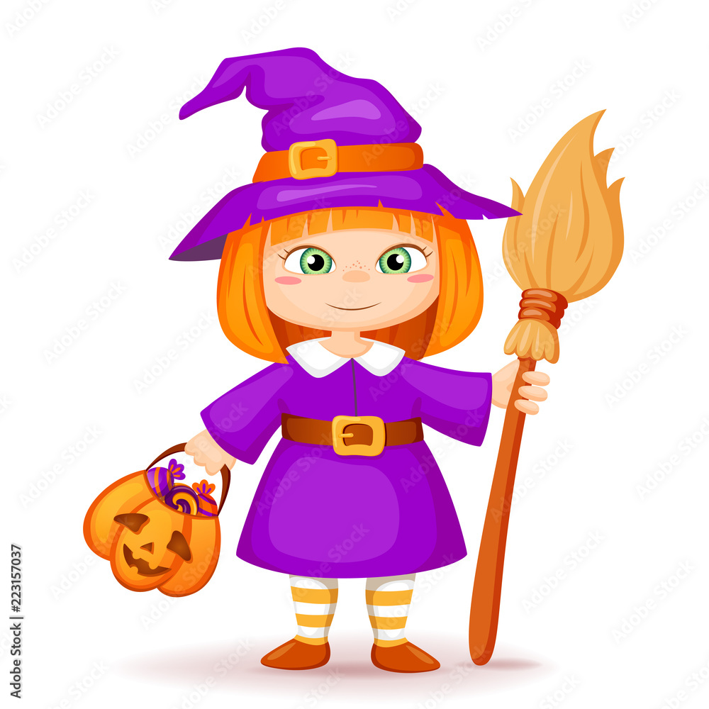 Cute little halloween witch 