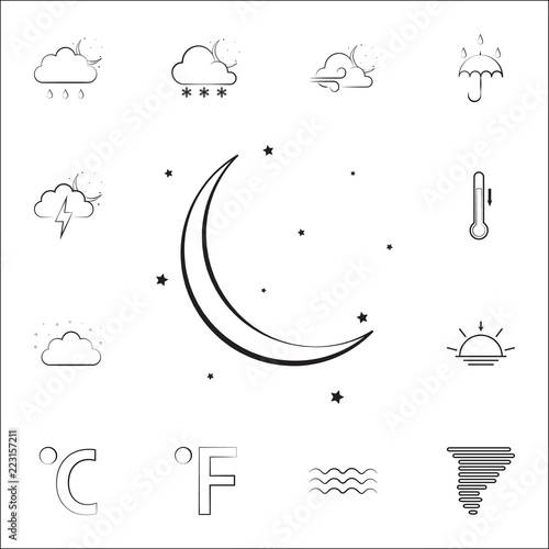 sign of the moon and stars icon. Weather icons universal set for web and mobile