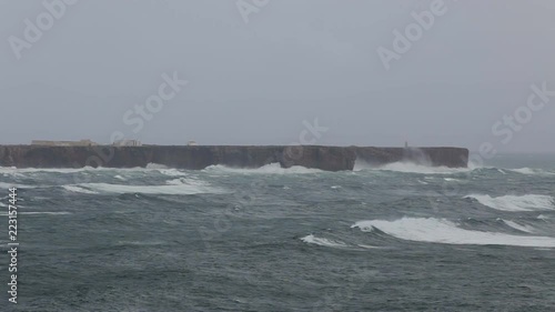 Hercules waves in the storm in Sagres. Costa Vicentina