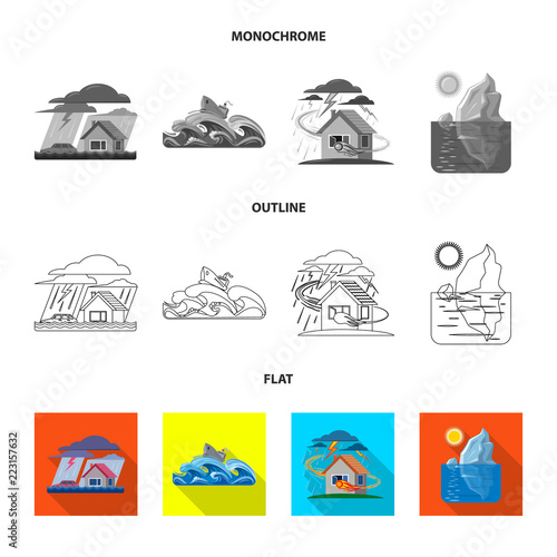 Vector design of natural and disaster icon. Set of natural and risk vector icon for stock.