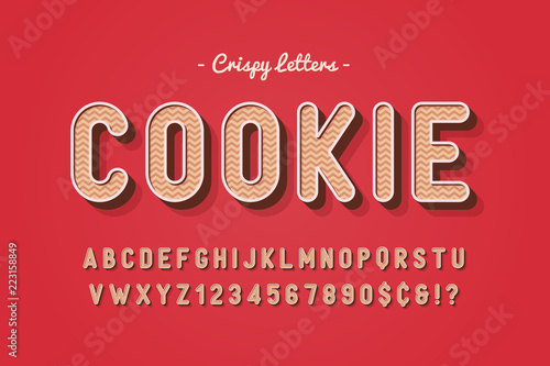 Vector sweet cookie font design, alphabet, typeface, letters and