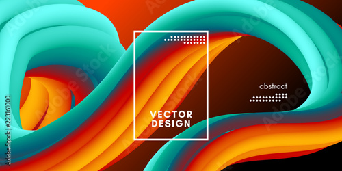Modern 3d Background. Colorful Wave Abstract Liquid Shape.