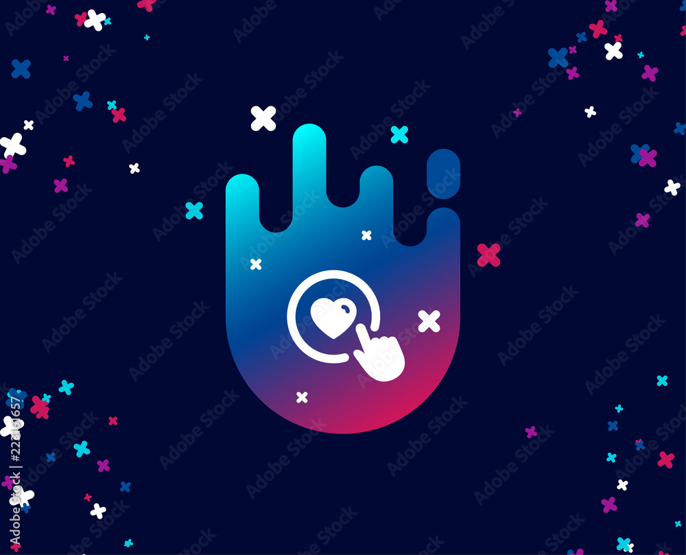 Click like simple icon. Love button symbol. Valentines day sign. Cool banner with icon. Abstract shape with gradient. Vector