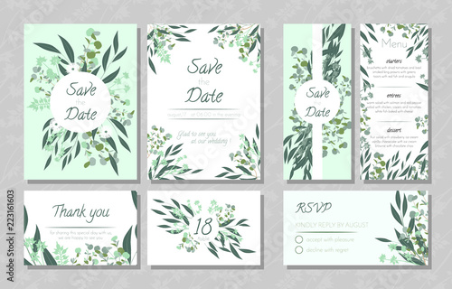 Wedding Cards with Eucalyptus.