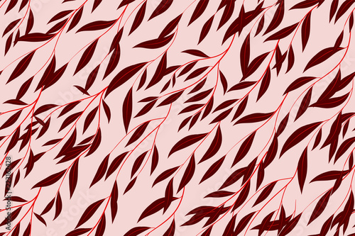 Bright Floral Seamless Pattern. Vector Eucalyptus Leaves and Beautiful Blossom Elements. Colorful Botanical Summer Background. Floral Seamless Pattern for Wedding Design, Print, Textile, Fabric, Paper