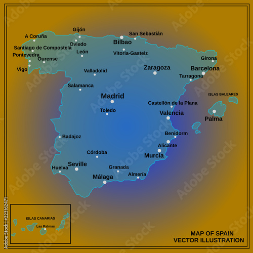 Spain map. Vector illustration.