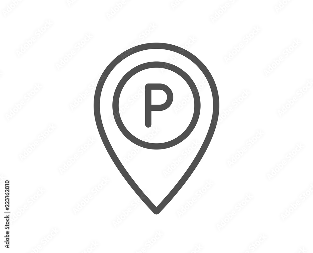 Parking line icon. Location map pointer sign. Car park symbol. Quality design element. Classic style parking. Editable stroke. Vector Parking line icon. Location map pointer sign. Car park symbol. Quality design element. Classic style parking. Editable stroke. Vector