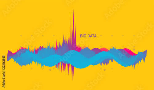 Abstract background with dynamic effect. Futuristic technology style. Big data graph visualization. Motion vector illustration. Can be used for advertising, marketing and presentation.