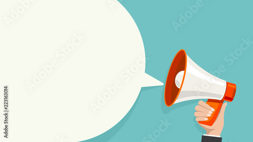 Megaphone white bubble for social media marketing concept. Vector announce for marketing