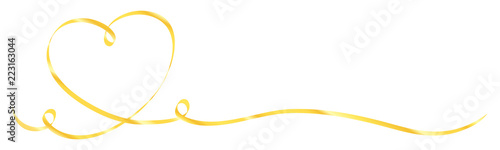 Golden Calligraphy Heart Ribbon Shine