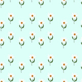 Seamless pattern with daisies on green background.