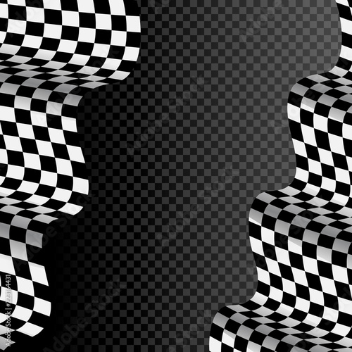 Racing background with race flag, vector sport design banner or poster isolated flag.