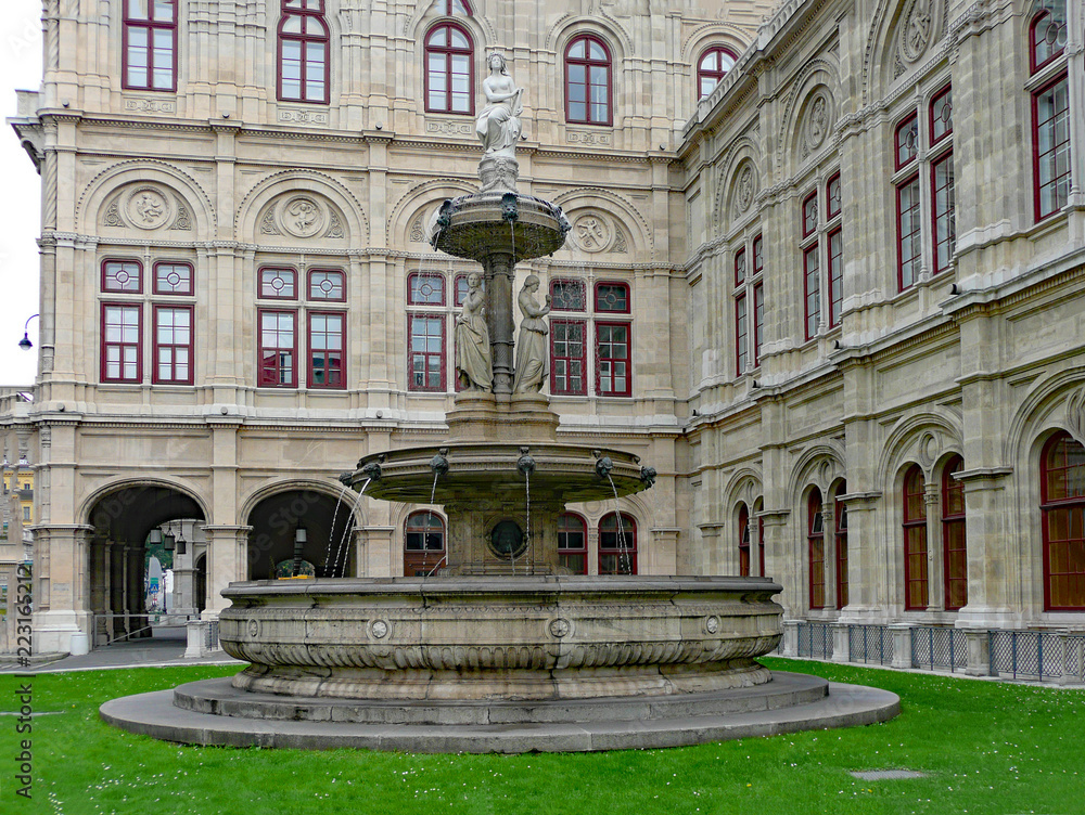 Naklejka premium Brunnen an der Wiener Oper, Wien, Österreich 