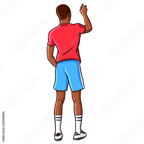 hand drawn old school hip hop boy in retro look in shorts spraying on a wall with a spray can. African American, Comic, Vector, Eighties, Wildstyle, Grafitty,