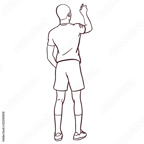 hand drawn old school hip hop boy in retro look in shorts spraying on a wall with a spray can. African American, Comic, Vector, Eighties, Wildstyle, Grafitty, outline, black and white