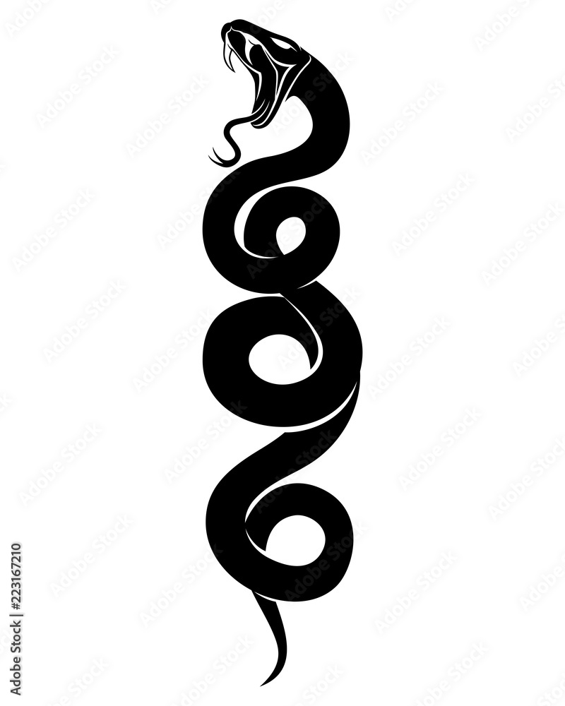 Obraz premium Sign of a black snake on a white background.