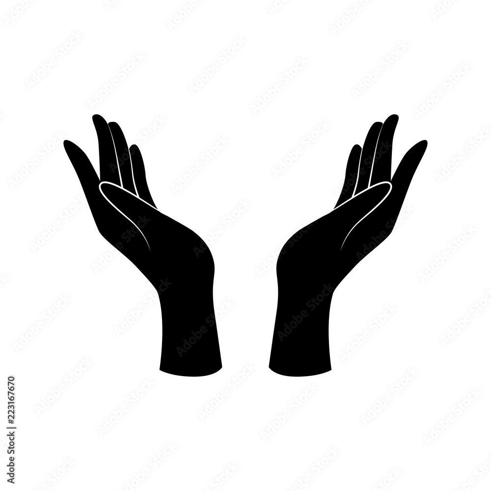 Support, care, beauty hand gesture. Vector icon. - obrazy, fototapety, plakaty 