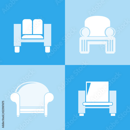 chair icons, sofa icons vector set