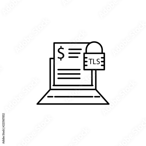TLS payment protection. Element of online shopping icon for mobile concept and web apps. Thin line TLS payment protection can be used for web and mobile