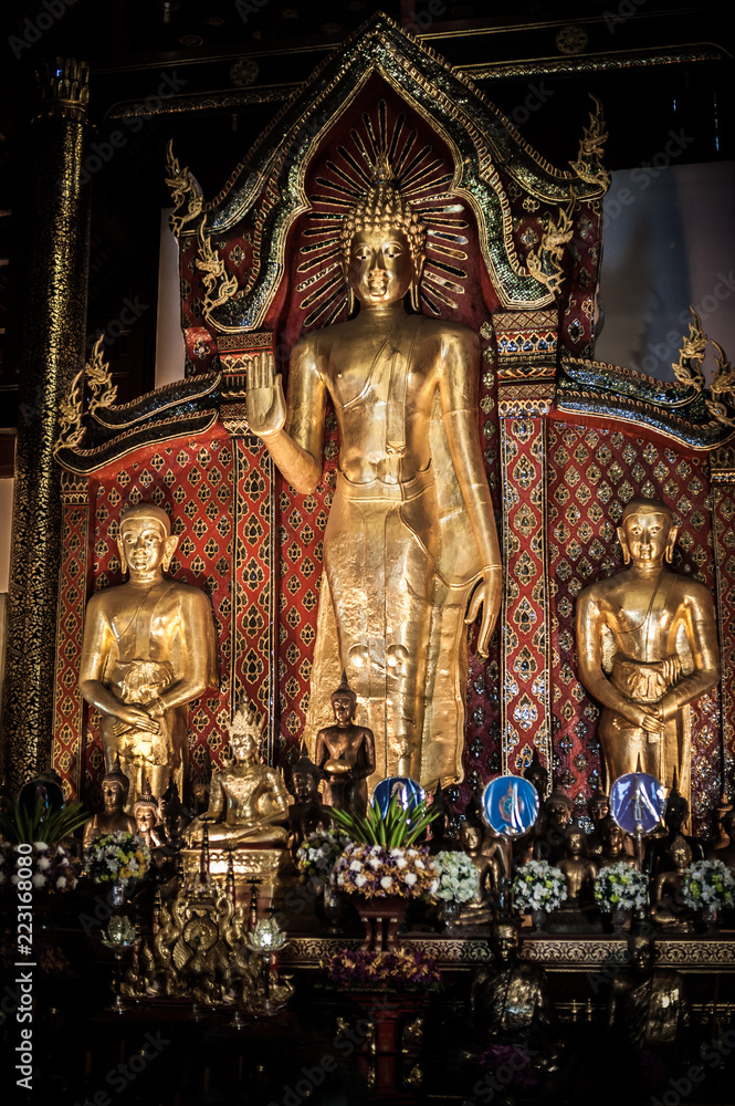 Buddha statue at Buddhist temple in Chiang Mai, Northern Thailand Province