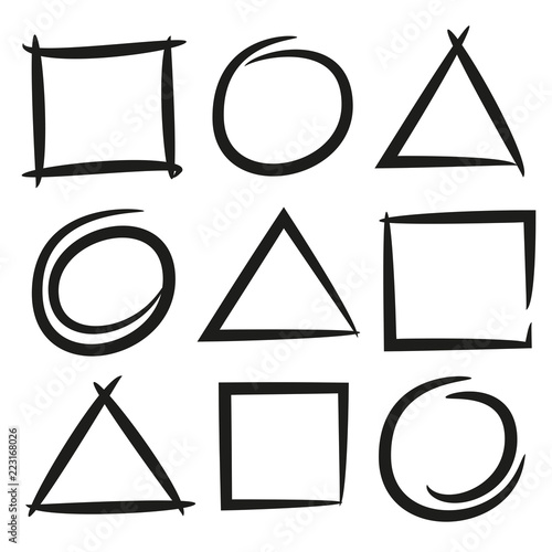 hand drawn geometric frames, markers