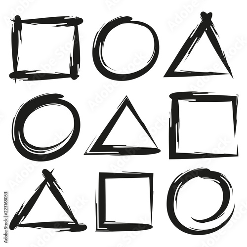 hand drawn geometric frames, markers