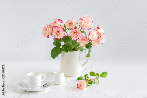 Wallpaper Mural pink roses on a light background Torontodigital.ca