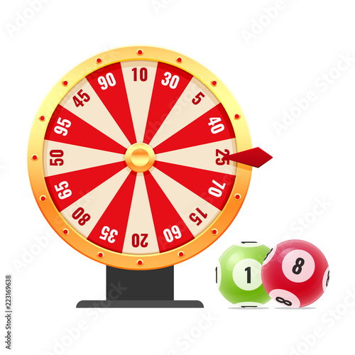 Spinning roulette wheel with numbers, with random combinations, bingo, lotto.