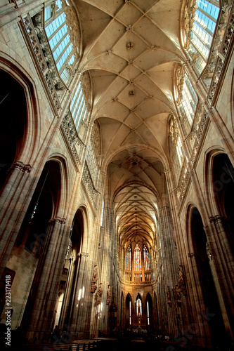 Stunning Interior of St. Vitus Cathedral in Prague, Czech Republic