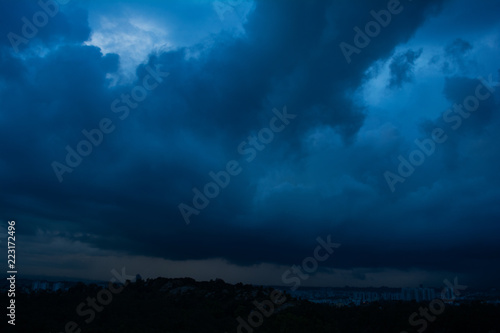 Dramatic dangerous dark blue cloudscape