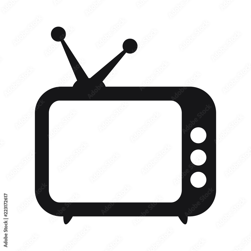 Retro TV icon in flat style, black and white retro TV icon, Vector illustration of Retro TV icon for you design. Retro TV icon in flat style, black and white retro TV icon, Vector illustration of Retro TV icon for you design.