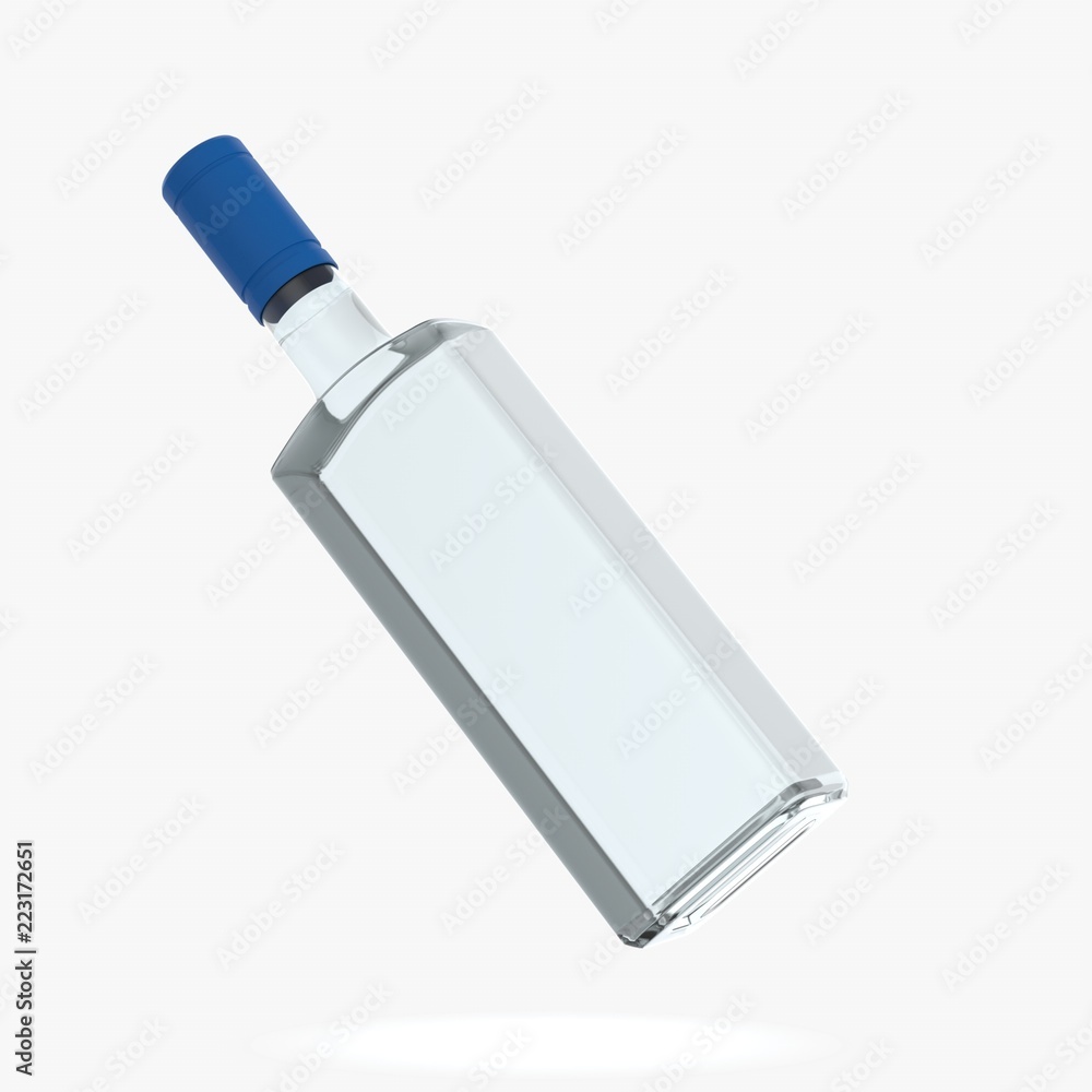 Bottle with alcohol on a white background 3d illustration Bottle with alcohol on a white background 3d illustration