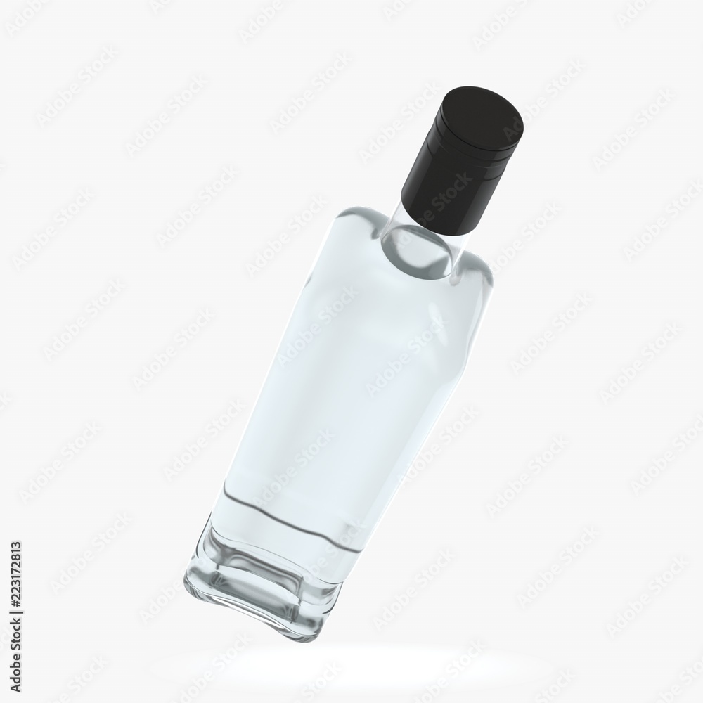 Bottle with alcohol on a white background 3d illustration Bottle with alcohol on a white background 3d illustration