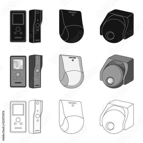 Isolated object of cctv and camera symbol. Set of cctv and system stock vector illustration.