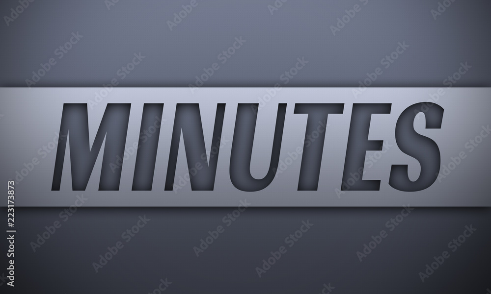 minutes - word on silver background