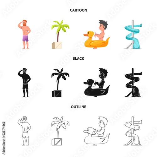 Vector design of pool and swimming icon. Collection of pool and activity vector icon for stock.