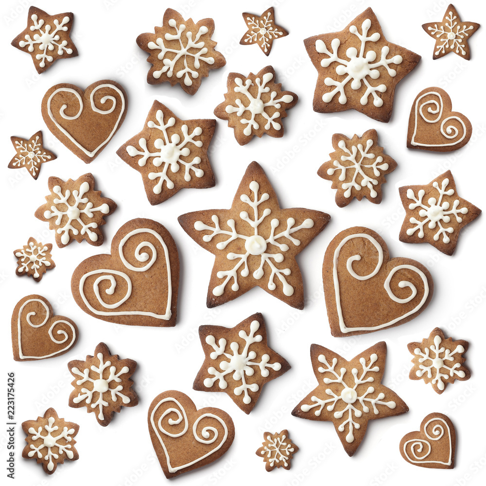 christmas gingerbread cookies isolated on white background christmas gingerbread cookies isolated on white background