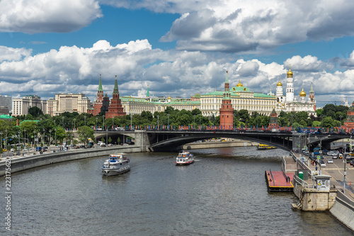 Panoramic top view of the Moscow river and the Kremlin © arbalest