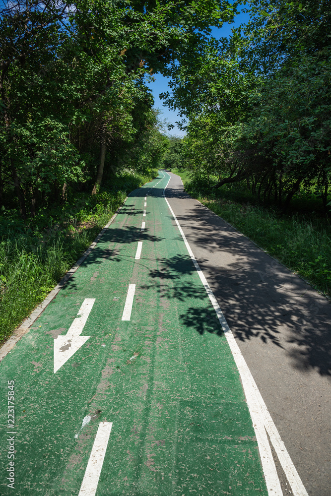 Obraz premium Bicycle road in the park
