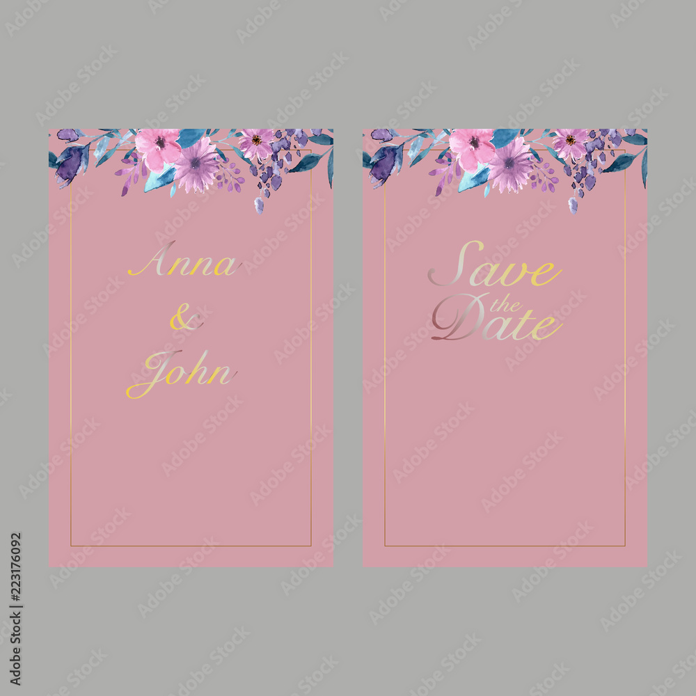 Save the date invitation card. Modern design template with elements. Modern trend colors. Vector elements. Eps 10