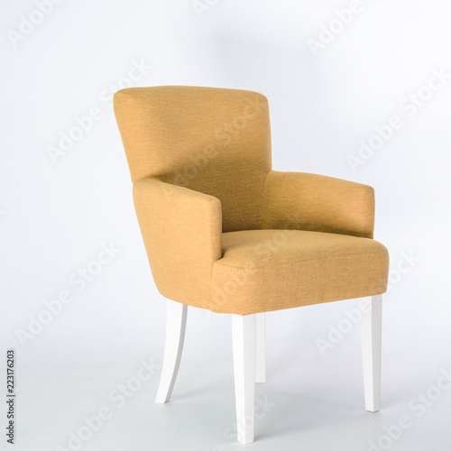 Chair on wooden legs isolated on white background
