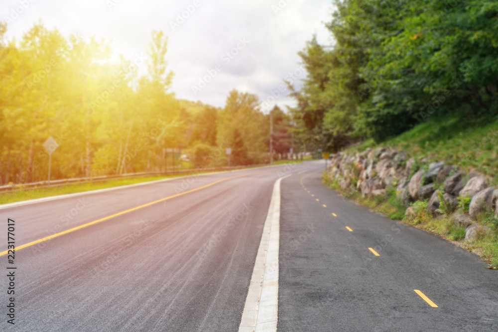 Beautiful sunlight on a empty country road