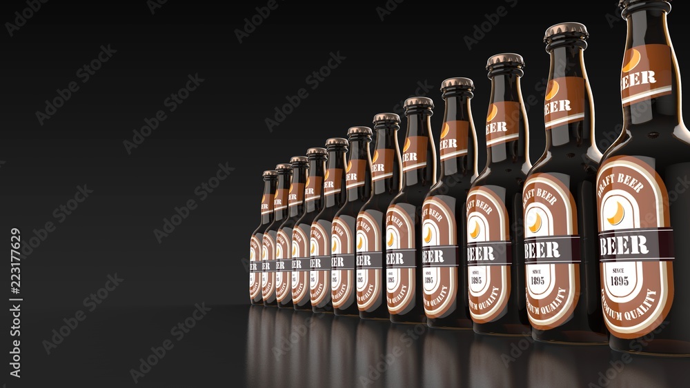 ビール瓶 複数 右 黒背景 Stock イラスト Adobe Stock